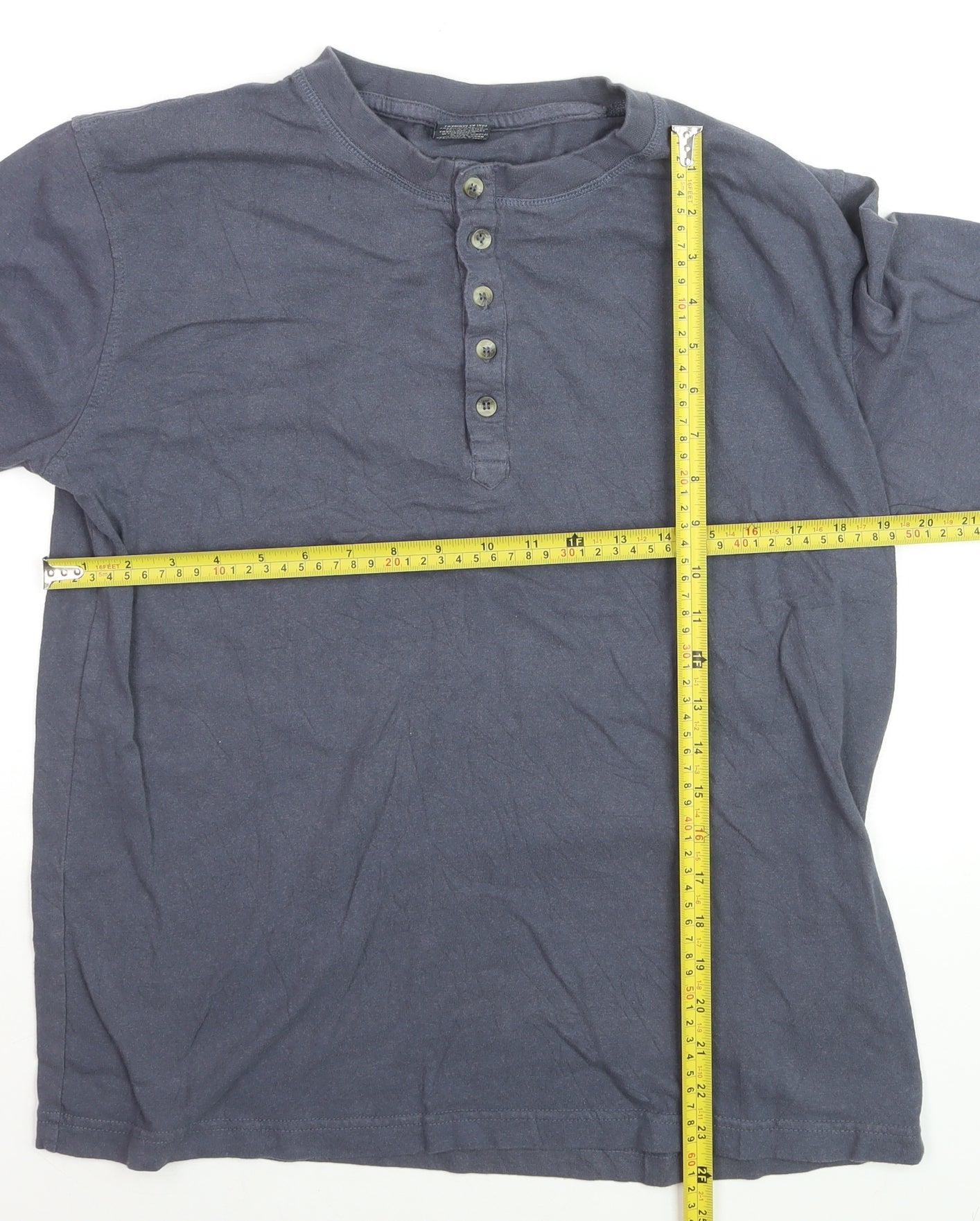 Trespass Men's Blue Cotton Long Sleeve Henley Shirt Size M