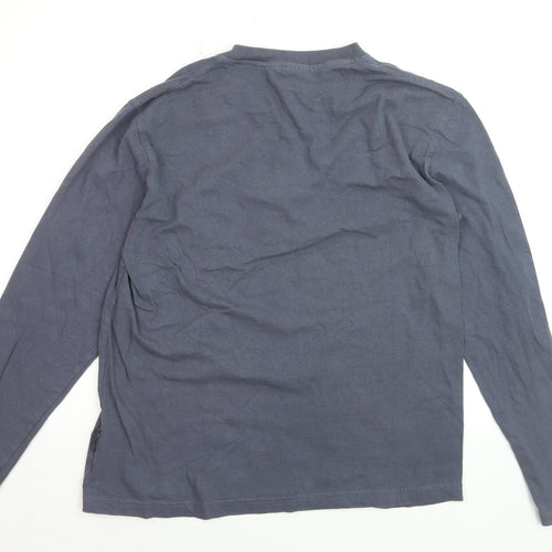 Trespass Men's Blue Cotton Long Sleeve Henley Shirt Size M