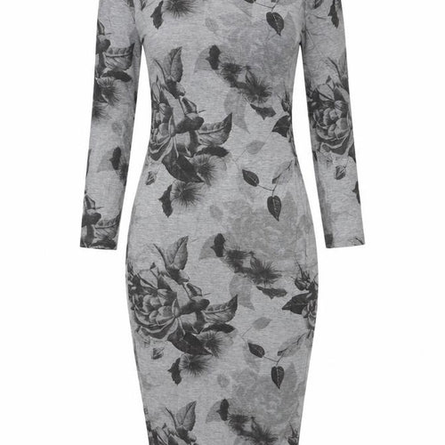Next Women’s Grey Floral Bodycon Midi Dress Size 6