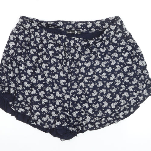 Boohoo Women Blue Paisley Culotte Shorts Size 18