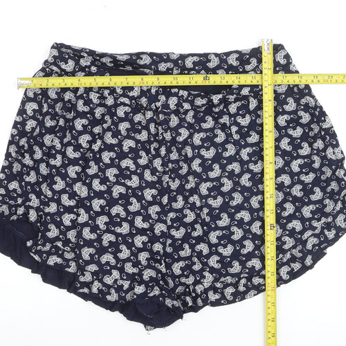 Boohoo Women Blue Paisley Culotte Shorts Size 18