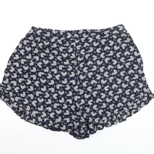 Boohoo Women Blue Paisley Culotte Shorts Size 18