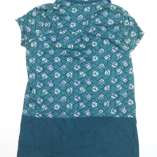 White Stuff Women's Green Floral Cotton Tunic Blouse Size 12