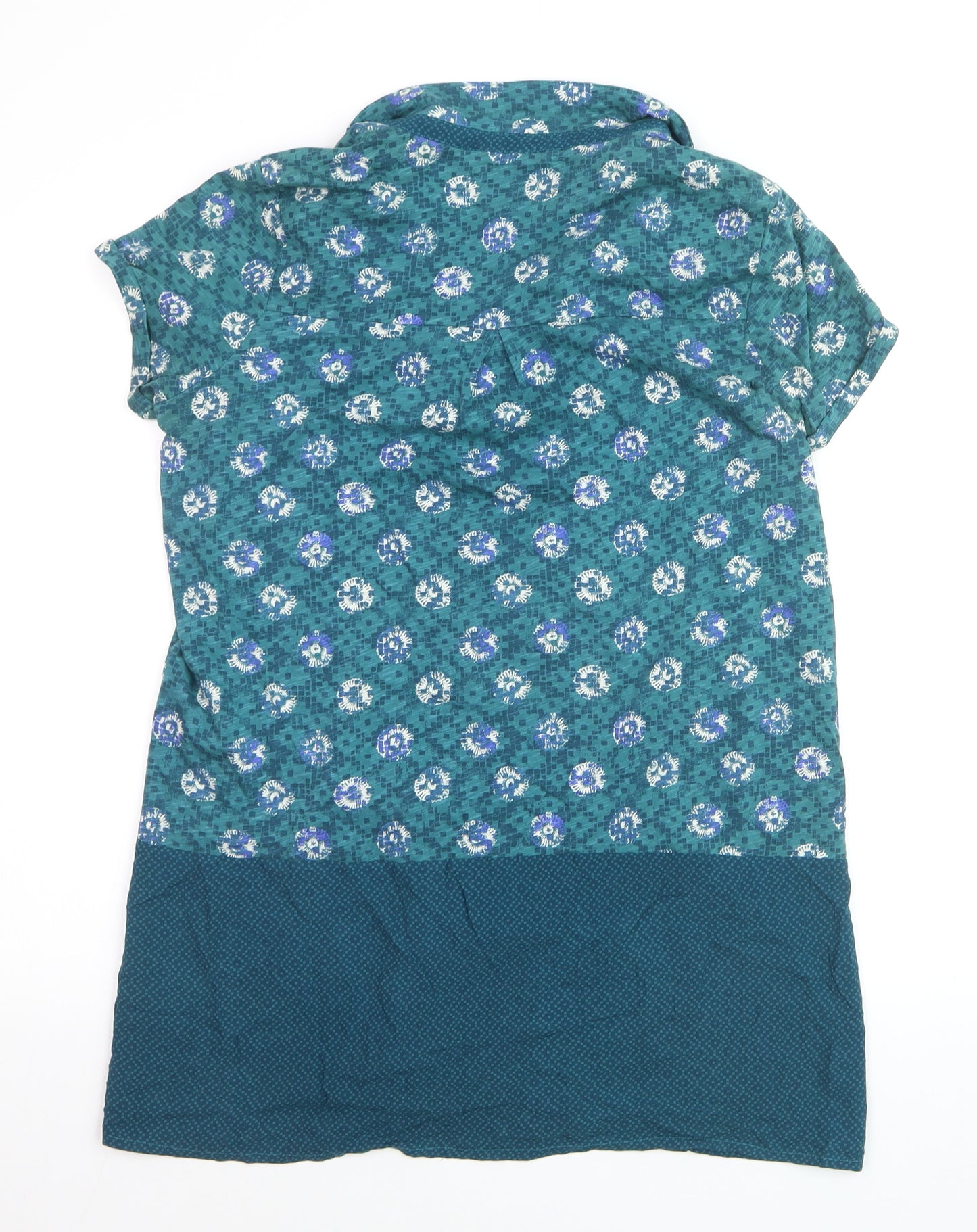 White Stuff Women's Green Floral Cotton Tunic Blouse Size 12