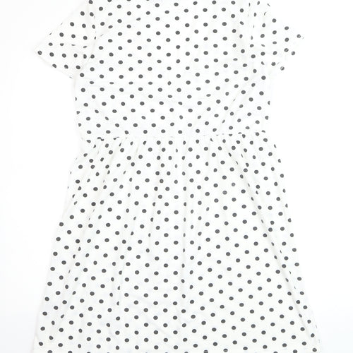 Boohoo Women’s White Polka Dot Wrap Dress Size 12 Short Sleeve