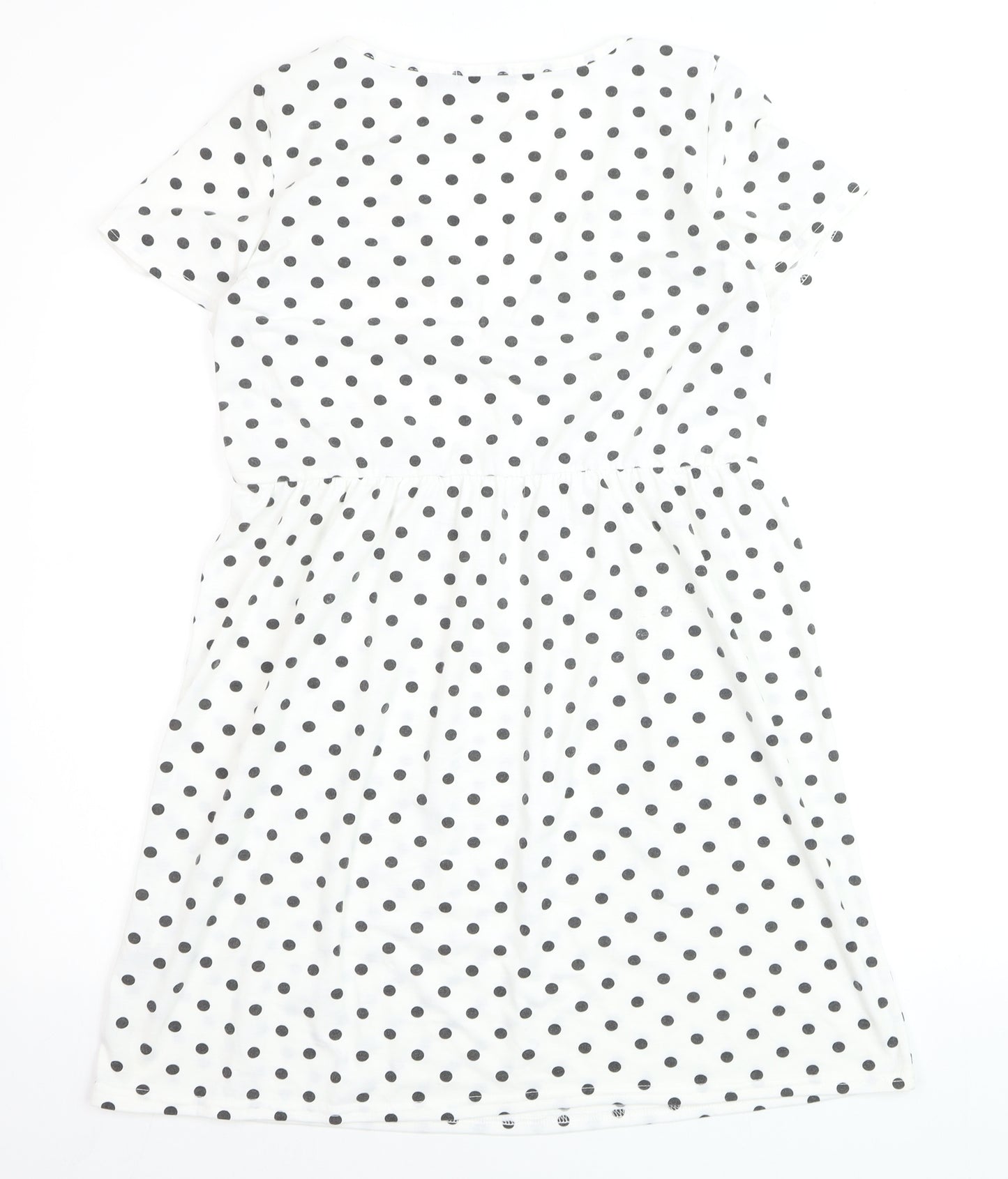 Boohoo Women’s White Polka Dot Wrap Dress Size 12 Short Sleeve