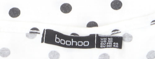Boohoo Women’s White Polka Dot Wrap Dress Size 12 Short Sleeve