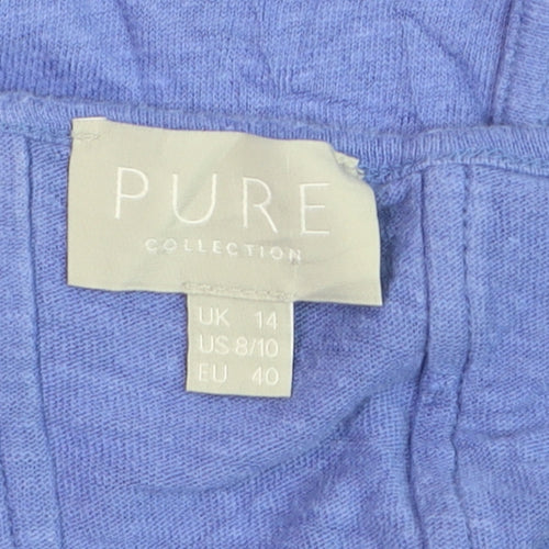 Pure Collection Womens Purple Cotton Jersey T-Shirt UK 14