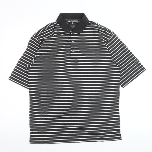 Tiger Woods Men's Black Striped Regular Fit Polo Shirt Size S