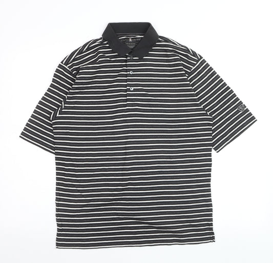 Tiger Woods Men's Black Striped Regular Fit Polo Shirt Size S