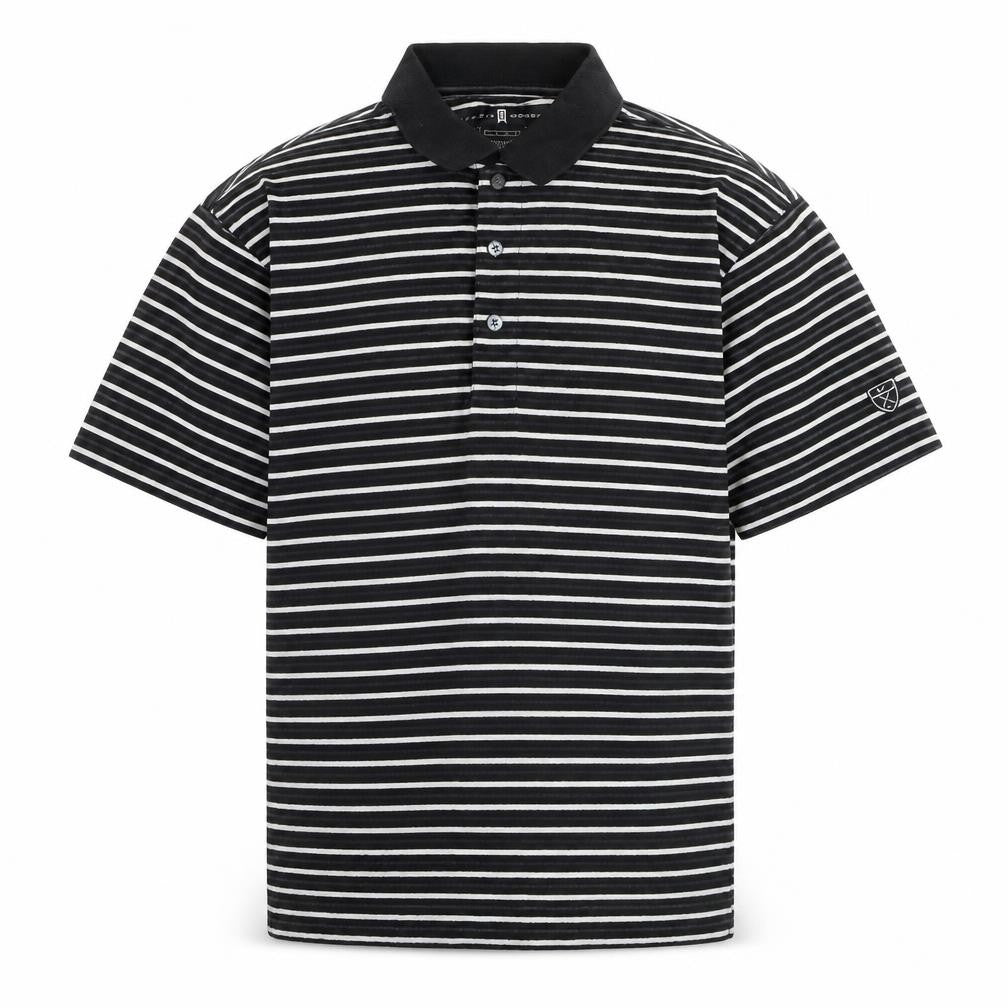 Tiger Woods Men's Black Striped Regular Fit Polo Shirt Size S