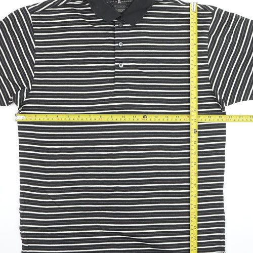 Tiger Woods Men's Black Striped Regular Fit Polo Shirt Size S