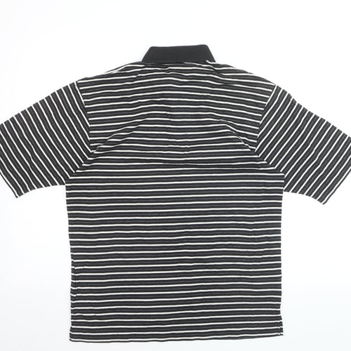 Tiger Woods Men's Black Striped Regular Fit Polo Shirt Size S