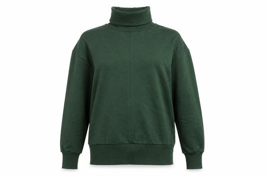 Front view of Marks & Spencer Women’s Green Roll Neck Long Sleeve Pullover Sweatshirt, size UK 8
