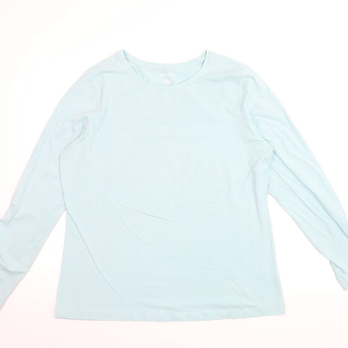 Lands' End Women's Blue Long Sleeve Basic Cotton Blend T-Shirt Size L