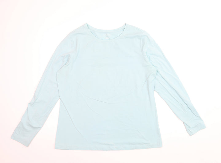 Lands' End Women's Blue Long Sleeve Basic Cotton Blend T-Shirt Size L