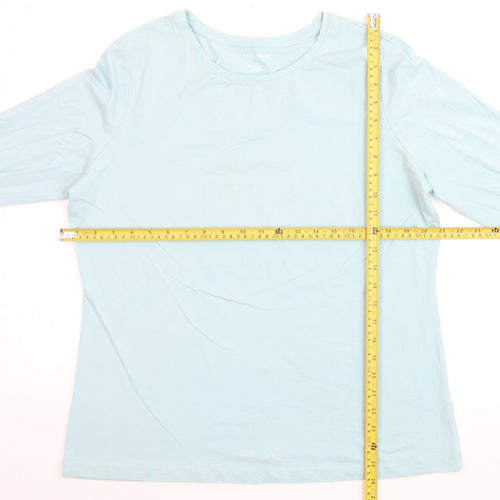 Lands' End Women's Blue Long Sleeve Basic Cotton Blend T-Shirt Size L