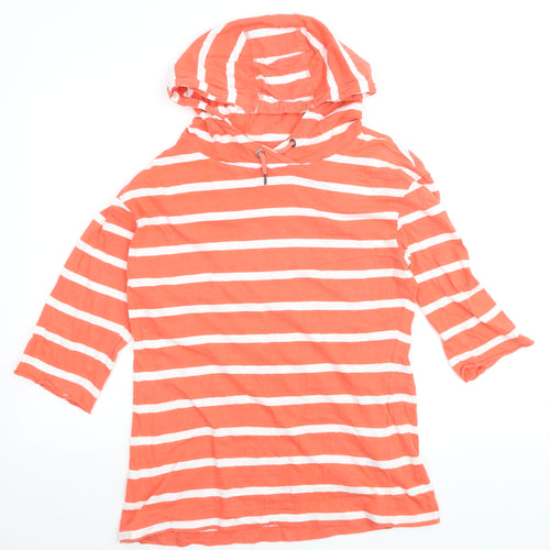 Regatta Womens Orange Striped Cotton Pullover Hoodie Size M