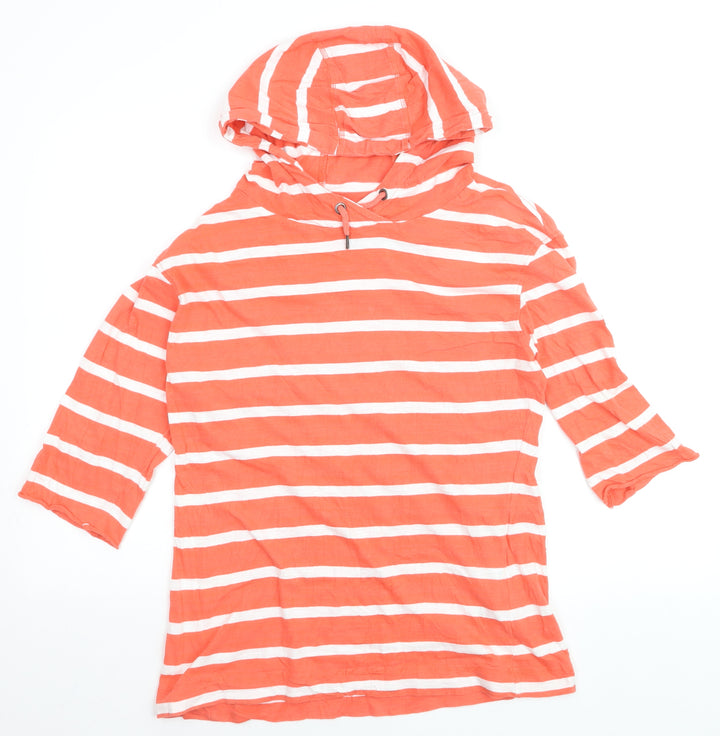 Regatta Womens Orange Striped Cotton Pullover Hoodie Size M