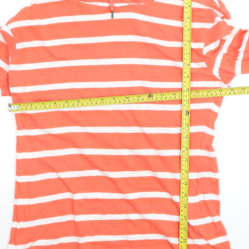 Regatta Womens Orange Striped Cotton Pullover Hoodie Size M