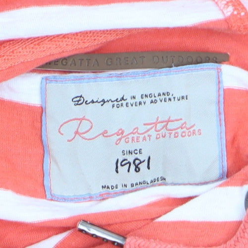 Regatta Womens Orange Striped Cotton Pullover Hoodie Size M