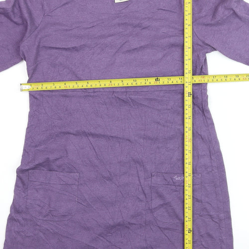 Weird Fish Women’s Purple Shift Dress Size 10 Cotton 3/4 Sleeve Casual