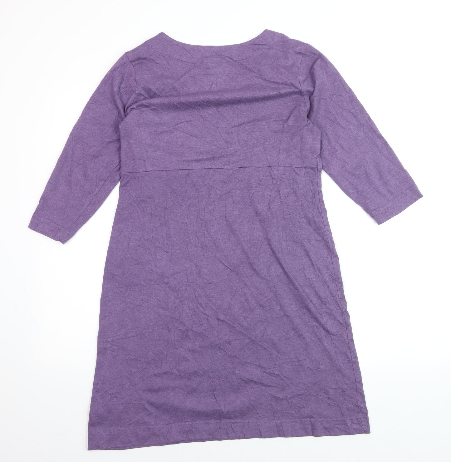 Weird Fish Women’s Purple Shift Dress Size 10 Cotton 3/4 Sleeve Casual