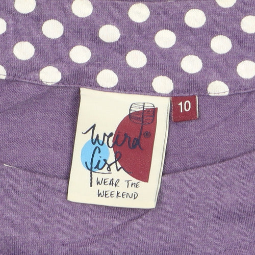 Weird Fish Women’s Purple Shift Dress Size 10 Cotton 3/4 Sleeve Casual