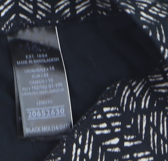 Marks and Spencer Womens Black Geometric Tapered Jersey Trousers Size 14