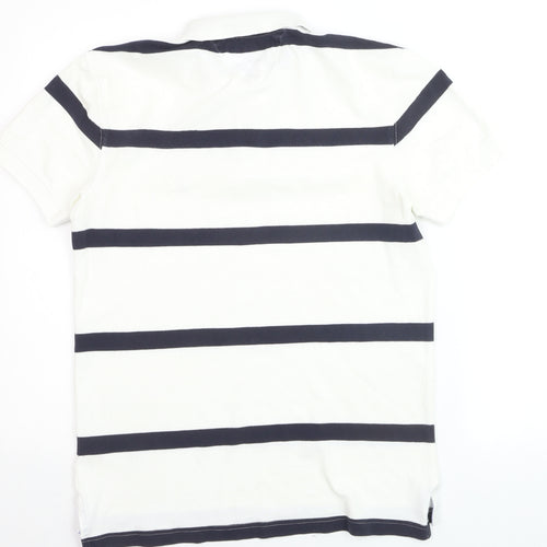 Tommy Hilfiger Men's White Striped Polo Shirt Size S