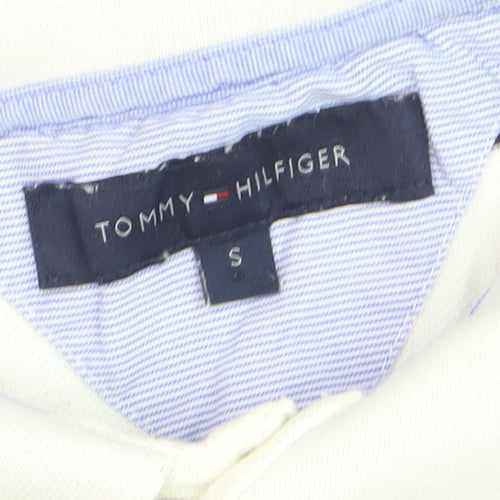 Tommy Hilfiger Men's White Striped Polo Shirt Size S