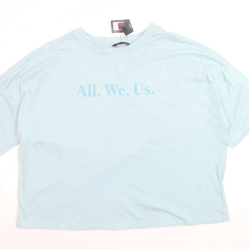 Marks and Spencer Women’s Blue Cotton Crew Neck Relaxed Fit T-Shirt Size 18