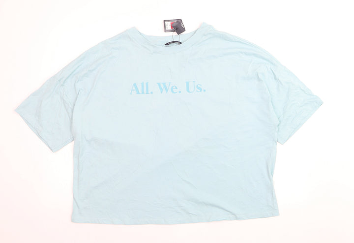 Marks and Spencer Women’s Blue Cotton Crew Neck Relaxed Fit T-Shirt Size 18