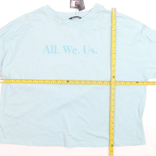 Marks and Spencer Women’s Blue Cotton Crew Neck Relaxed Fit T-Shirt Size 18