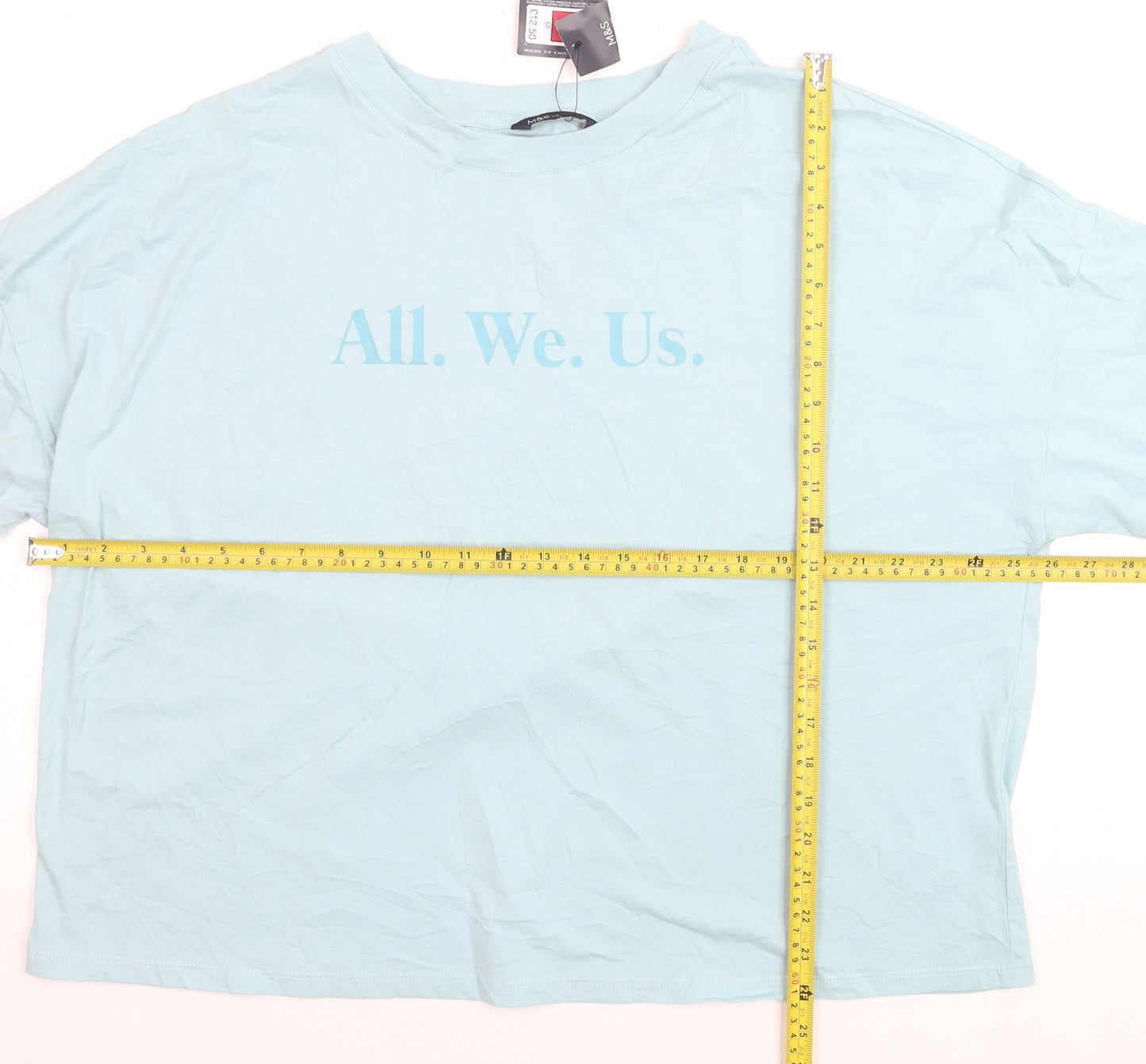 Marks and Spencer Women’s Blue Cotton Crew Neck Relaxed Fit T-Shirt Size 18