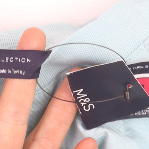 Marks and Spencer Women’s Blue Cotton Crew Neck Relaxed Fit T-Shirt Size 18