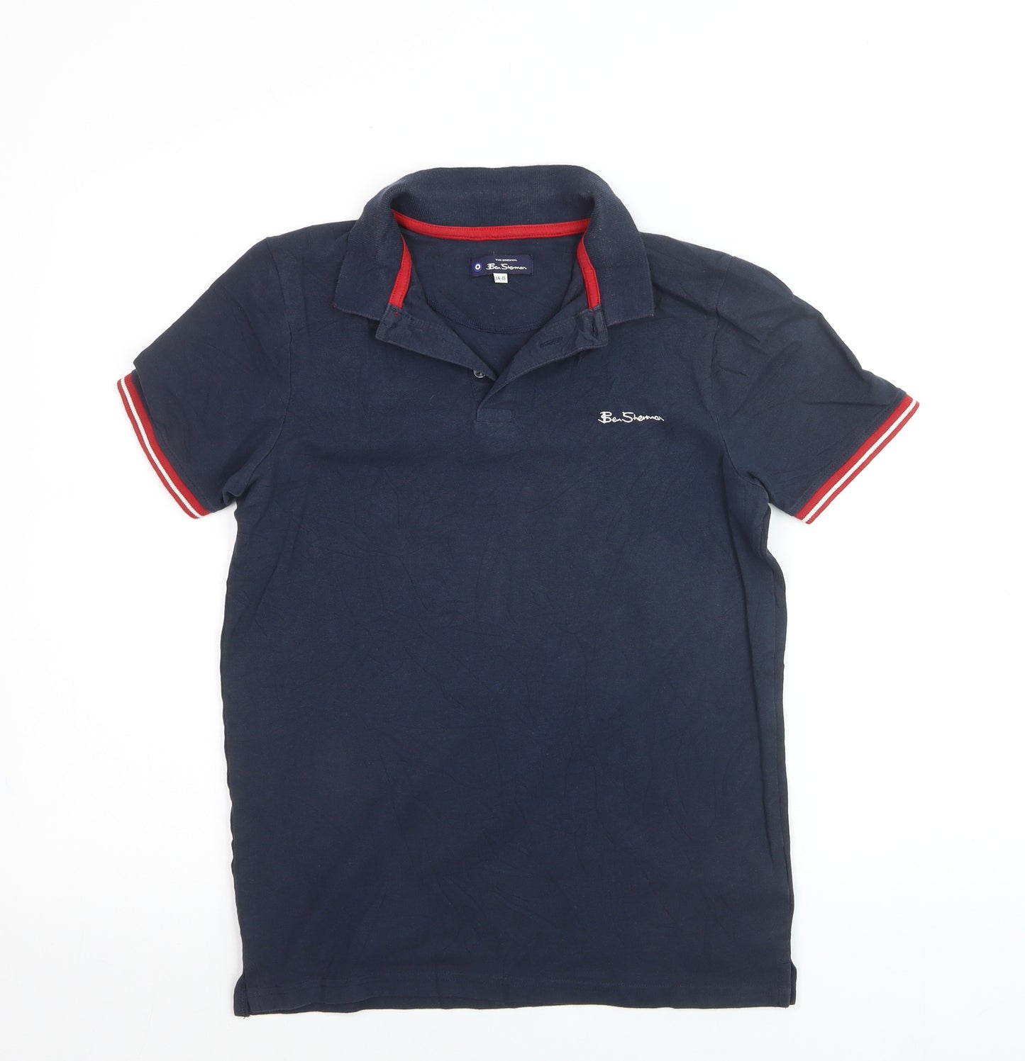 Ben Sherman Teens Navy Blue Cotton Polo Shirt Size 14-15
