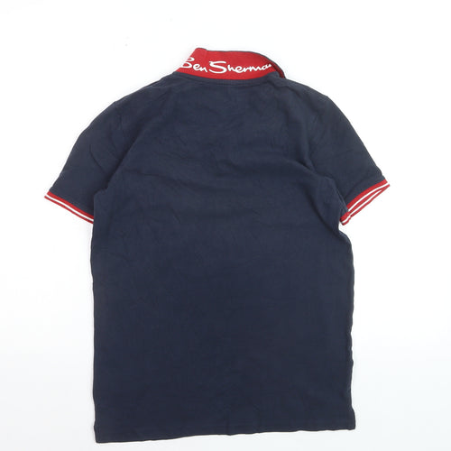 Ben Sherman Teens Navy Blue Cotton Polo Shirt Size 14-15