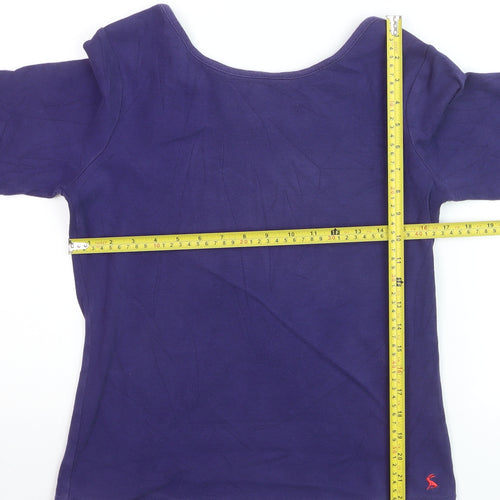 Joules Womens Blue Boat Neck 3/4 Sleeve Cotton T-Shirt Size 14