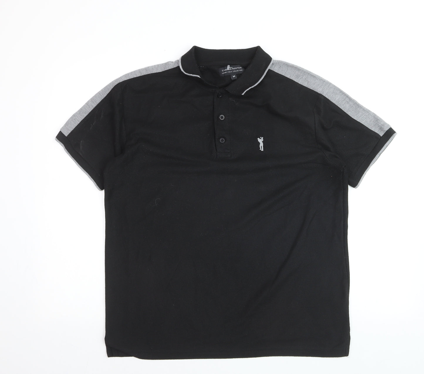 Charles Norton Men's Black Short Sleeve Polo Shirt Size M 100% Polyester