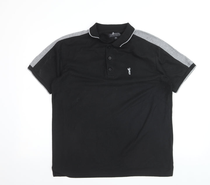 Charles Norton Men's Black Short Sleeve Polo Shirt Size M 100% Polyester