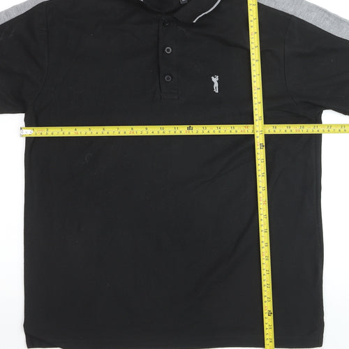 Charles Norton Men's Black Short Sleeve Polo Shirt Size M 100% Polyester