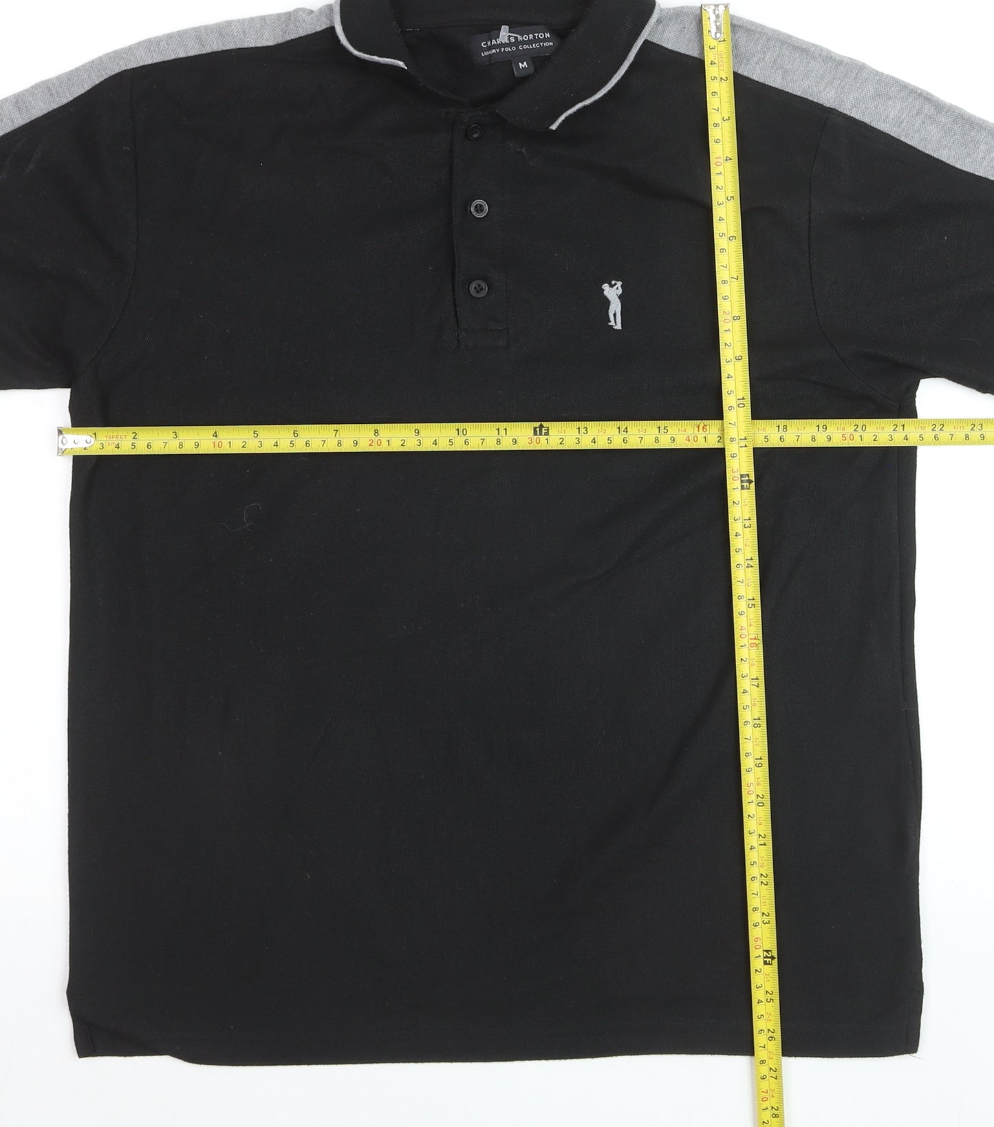 Charles Norton Men's Black Short Sleeve Polo Shirt Size M 100% Polyester