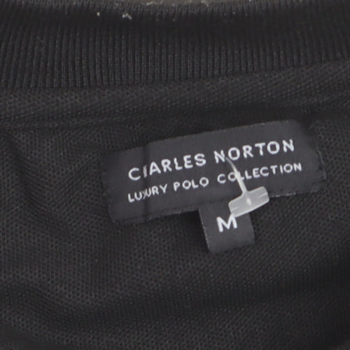 Charles Norton Men's Black Short Sleeve Polo Shirt Size M 100% Polyester