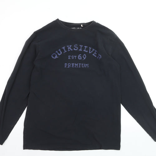Quiksilver Men's Black Long Sleeve Graphic Cotton Top M