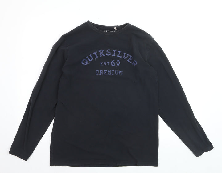 Quiksilver Men's Black Long Sleeve Graphic Cotton Top M