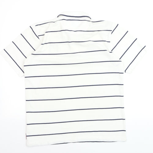 Umbro England Men's White Striped Polo Shirt Size M