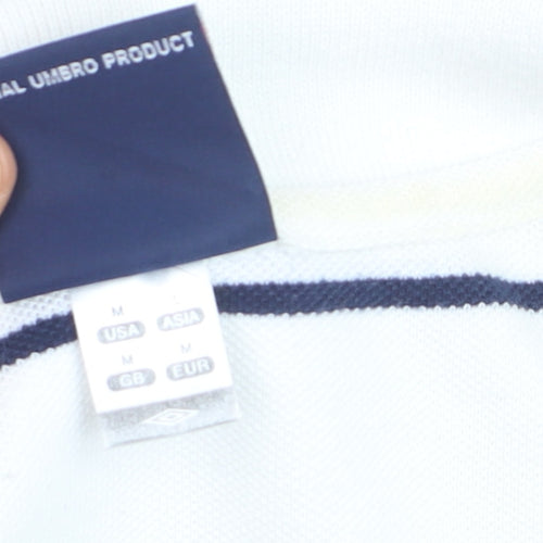 Umbro England Men's White Striped Polo Shirt Size M