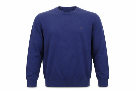 Front view of Tommy Hilfiger Men’s Blue Cotton Silk Crew Neck Pullover Sweatshirt M
