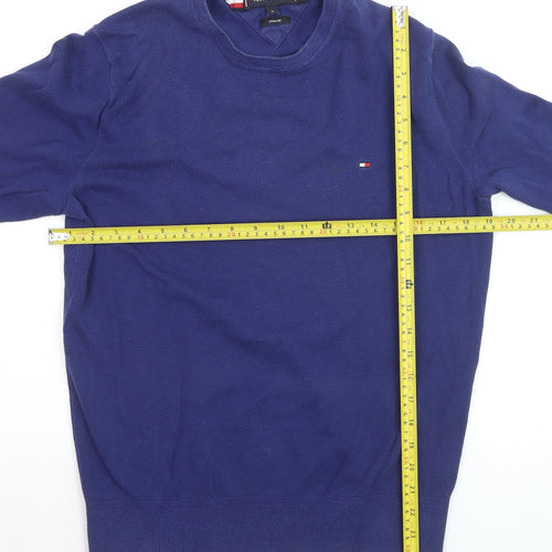 Tommy Hilfiger Men’s Blue Cotton Silk Crew Neck Pullover Sweatshirt M